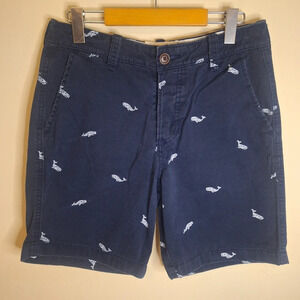 A & F  blue whale print cotton chino shorts SZ 30